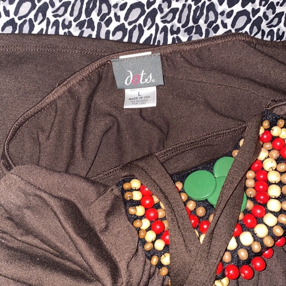 Vintage Dots Halter Brown beaded top blouse - Picture 3 of 3